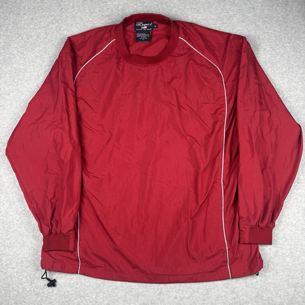 Vintage Pro Celebrity Mens XL Red Windbreaker Pullover Jacket Mesh Lined